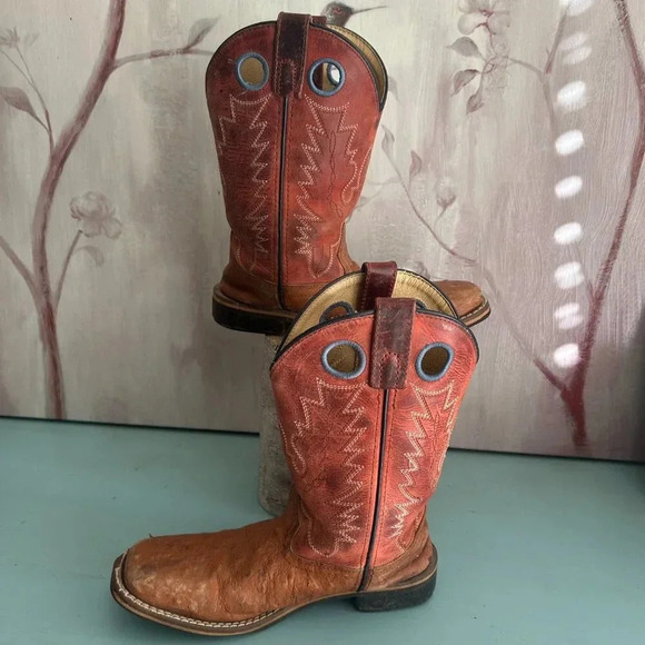 Smoky Mountain Youth Cheyenne Red Square Toe Western Boots 3752Y Size 3.5 Rodeo - Picture 2 of 11